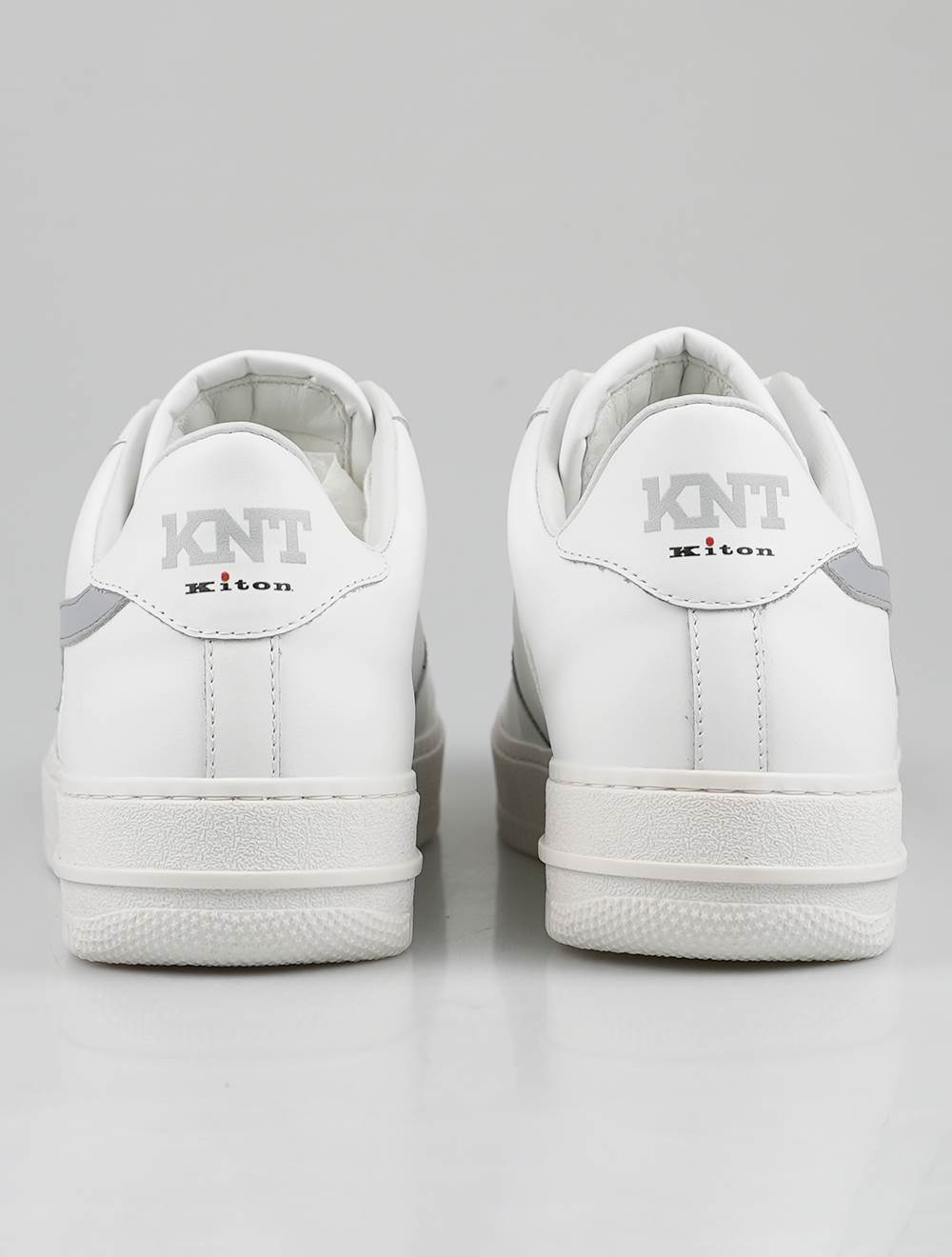 Бело-серые кожаные кроссовки KNT Kiton