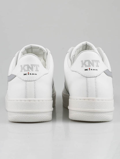 KNT Kiton حذاء رياضي جلد أبيض رمادي