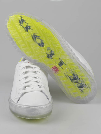 Kiton White Yellow Leather Sneakers Special Edition