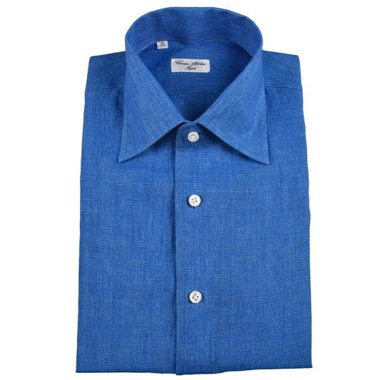 Cesare Attolini modrá lněná košile