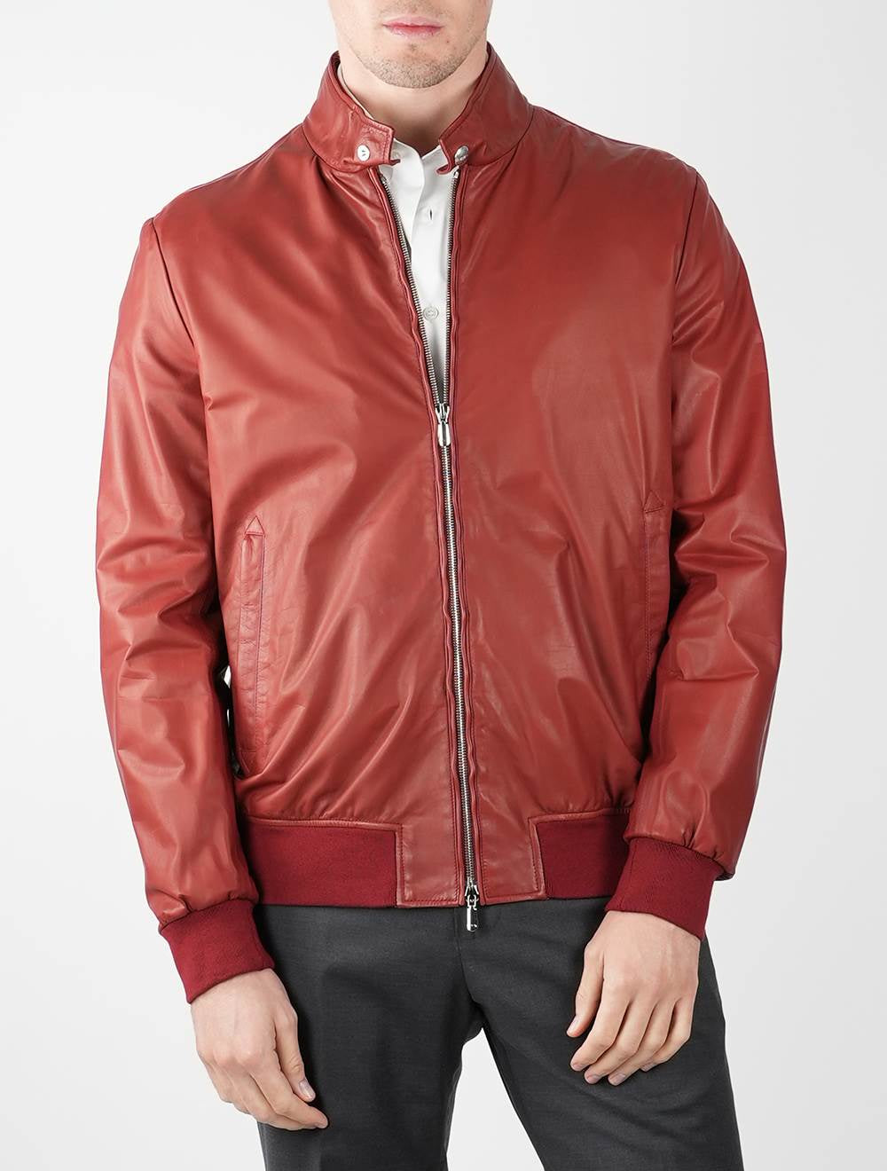 Cesare Attolini Red Leather Coat