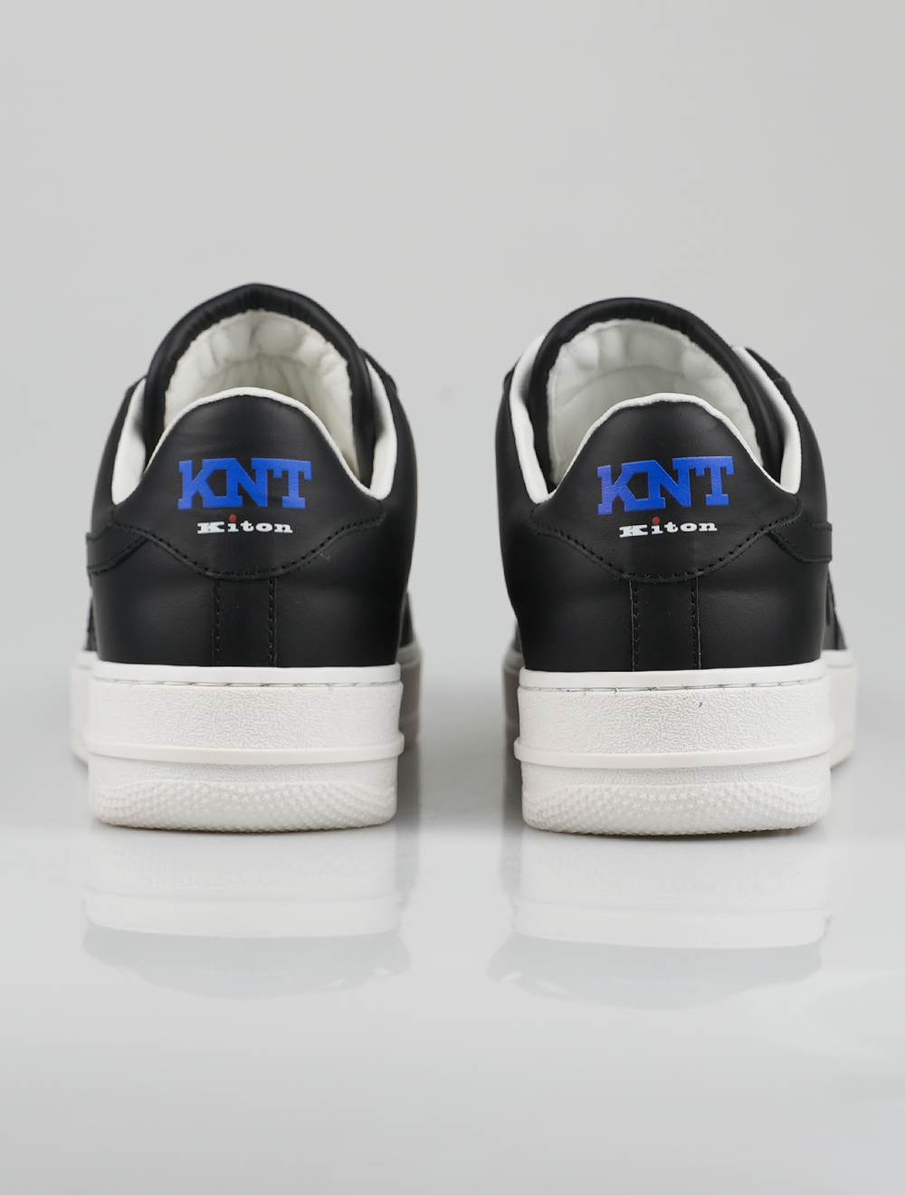 KNT Kiton Svarta Läder Sneakers