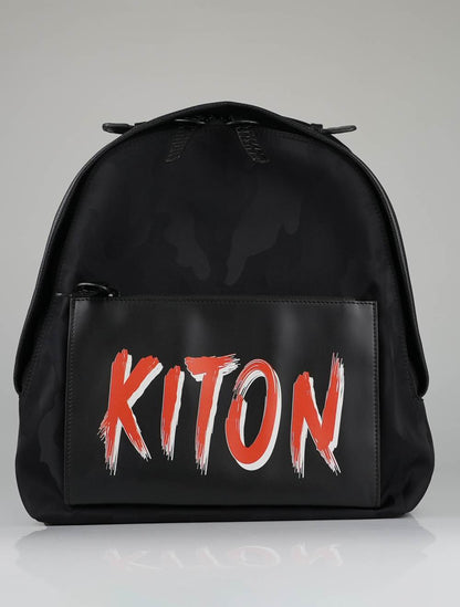 Kiton Black Pa Pl Leather Crocodile Backpack