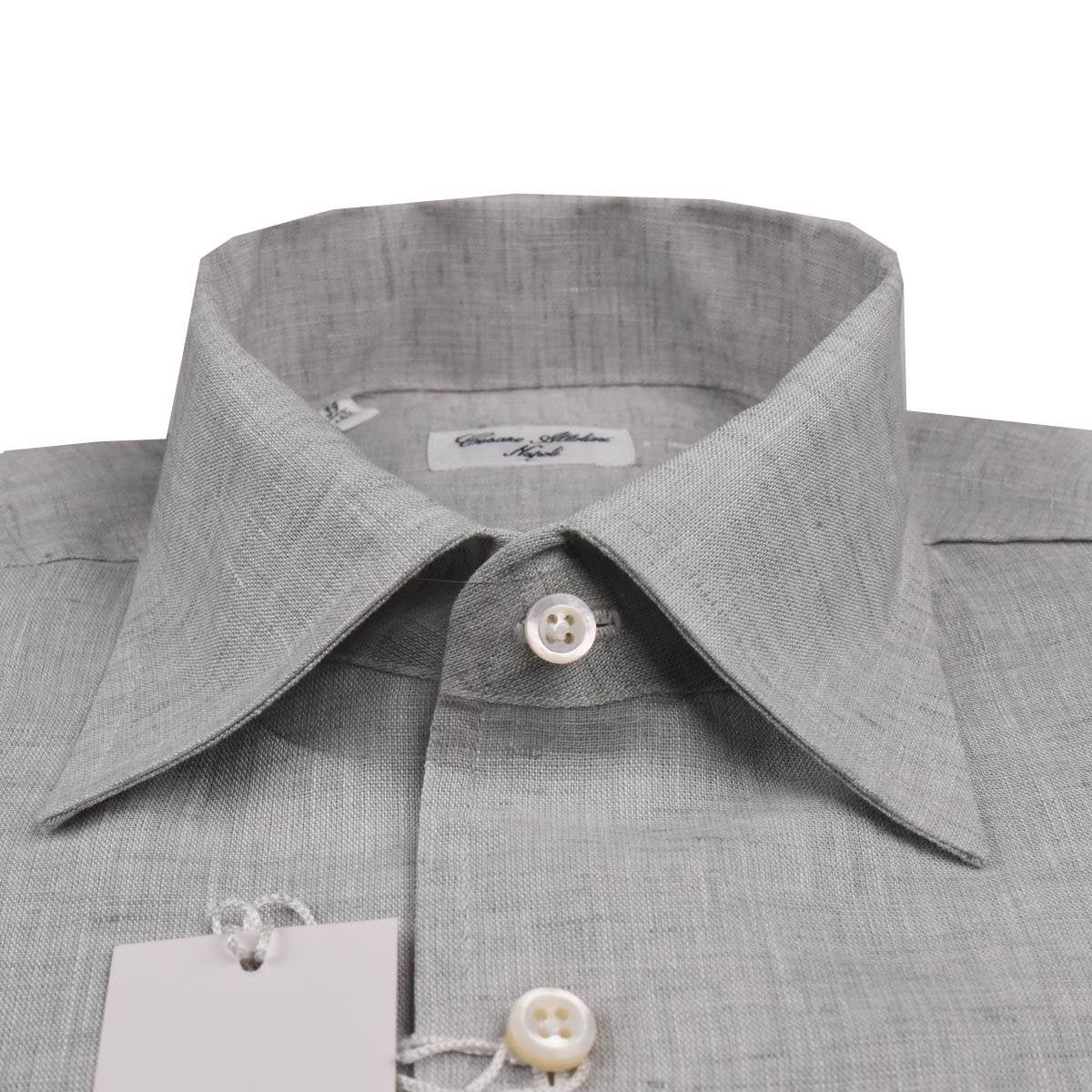 Cesare attolini gray linen shirt