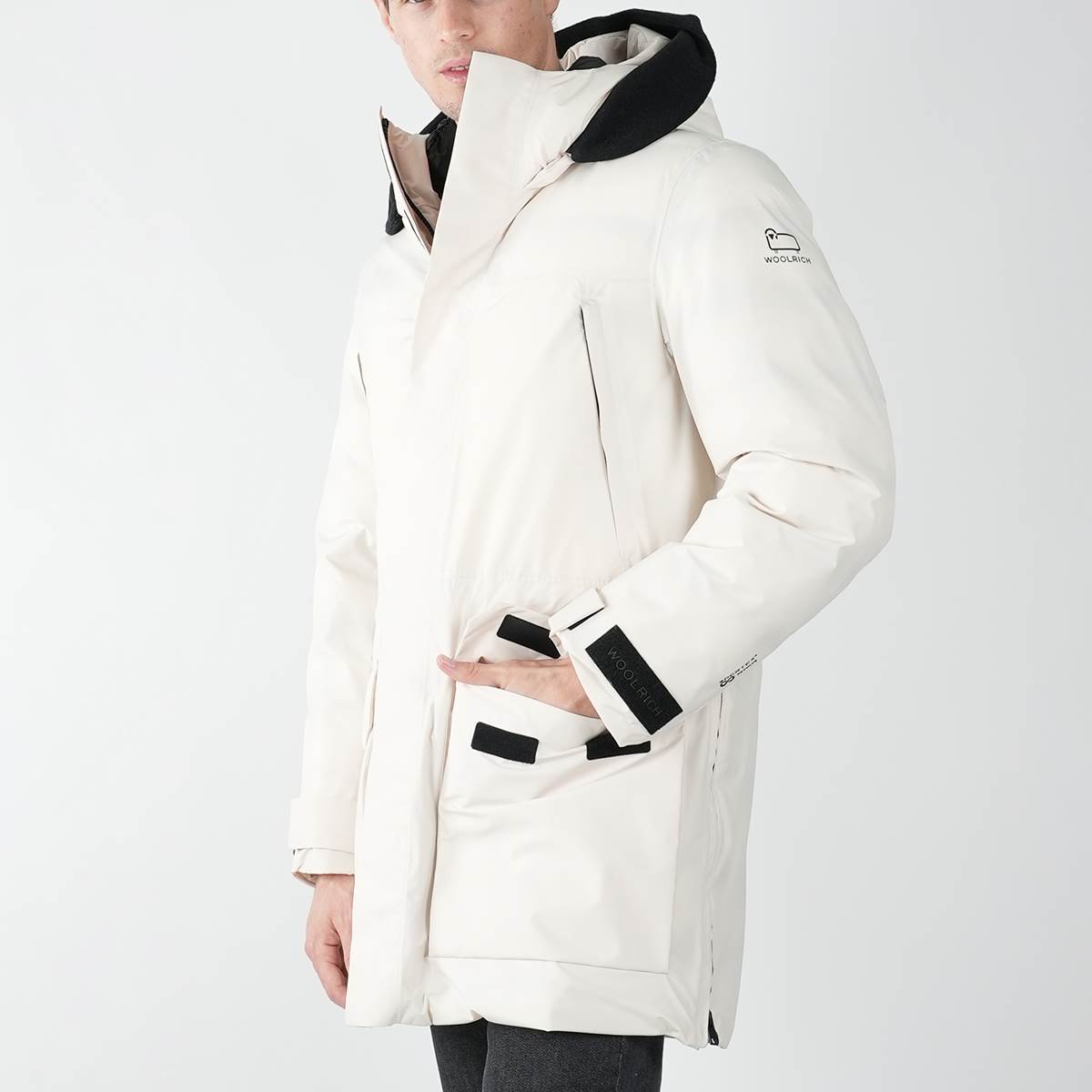 Woolrich White Pl Pertex Long Parka Coat