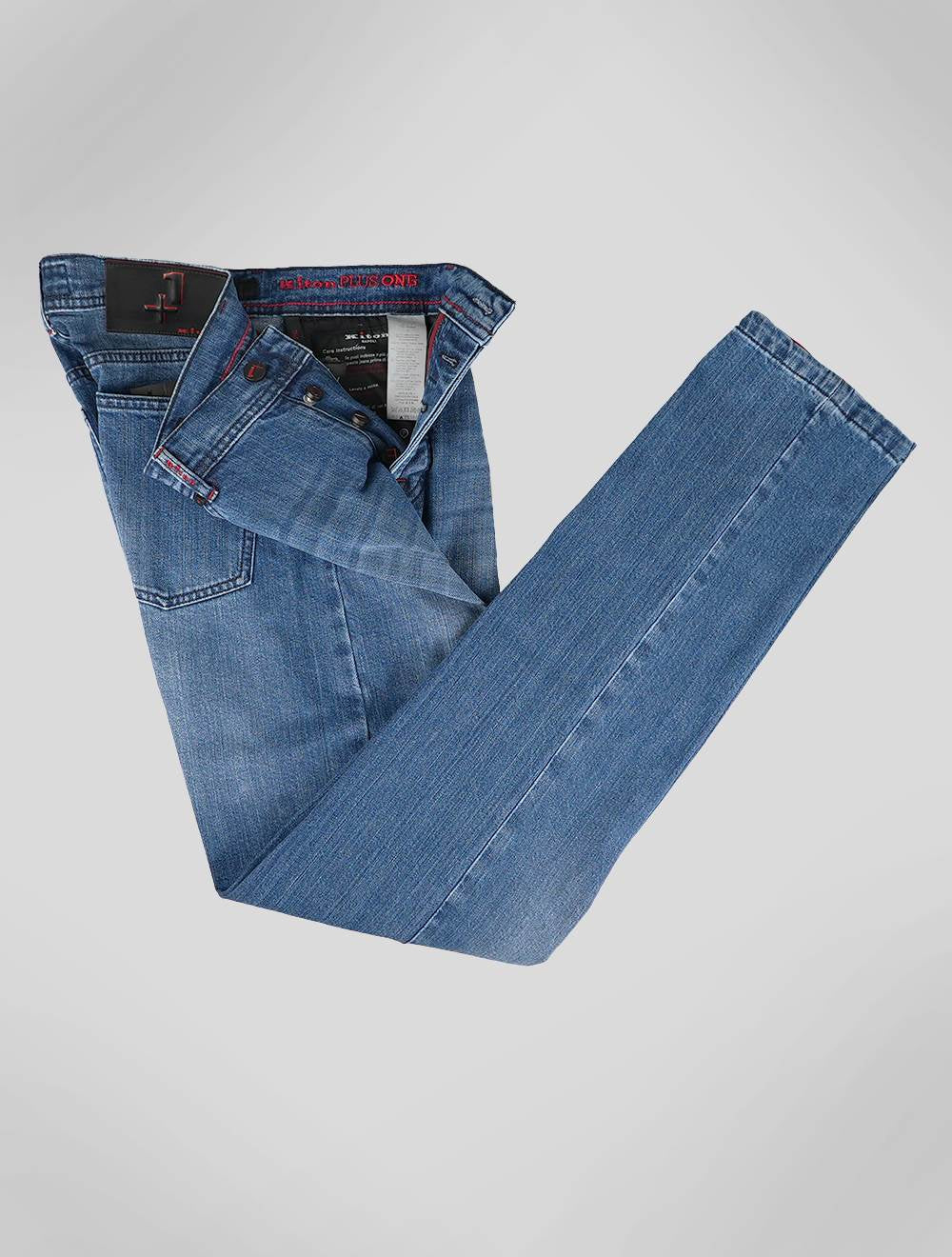Kiton Azul Claro Algodão Ea Jeans Edição Especial