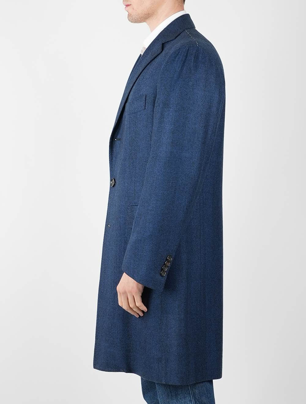 Cesare Attolini Abrigo azul de cachemira y lana de cordero