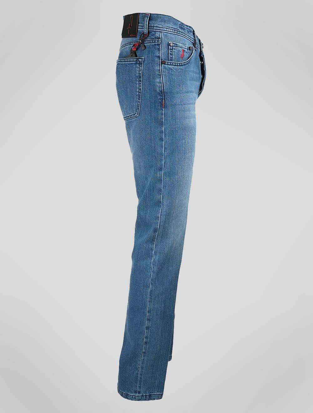 Kiton lichtblauwe katoenen Ea Jeans speciale editie