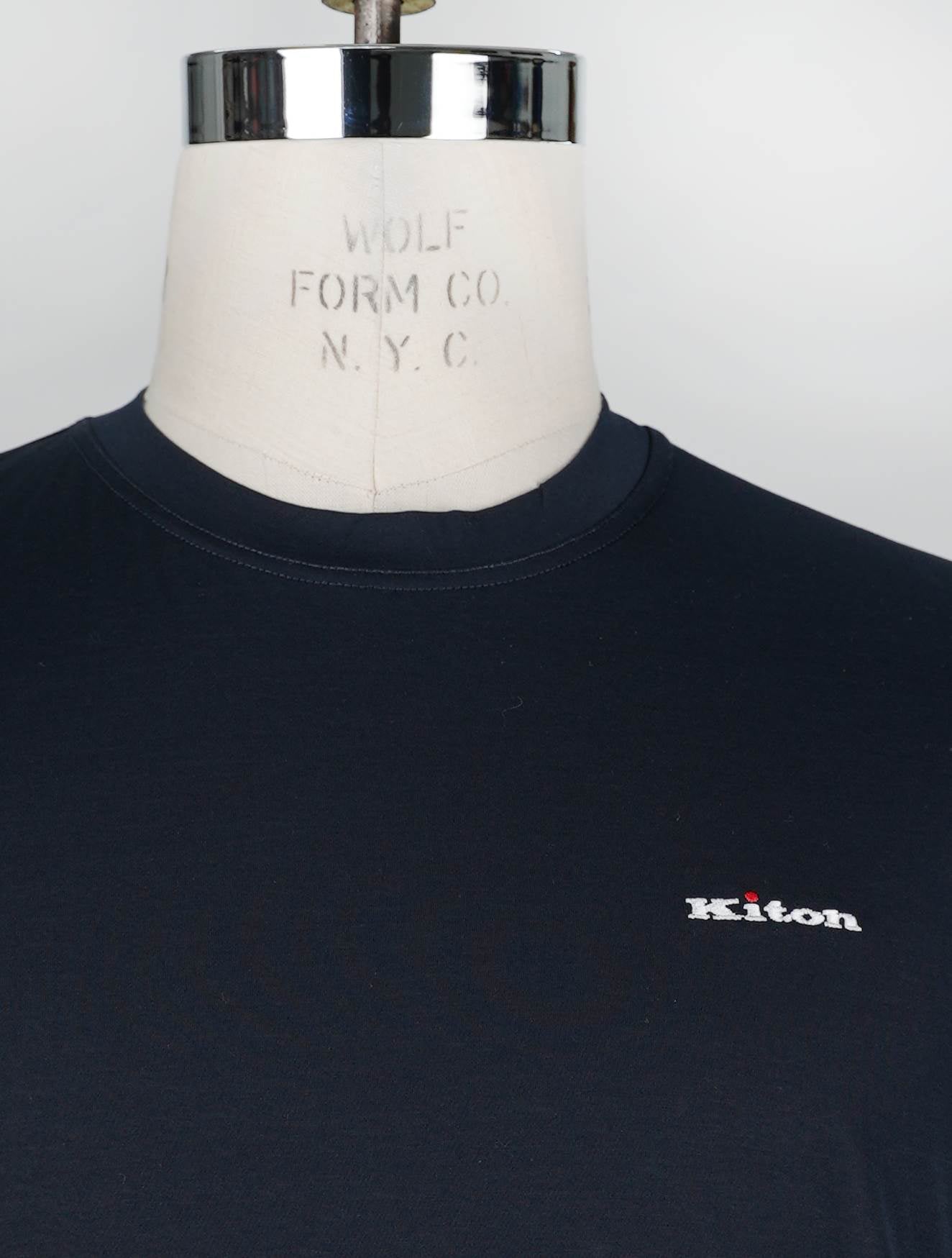 Camiseta azul marino de algodón Kiton