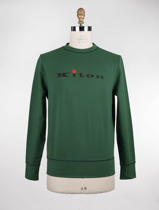 Kiton Green Cotton Sweater Crewneck